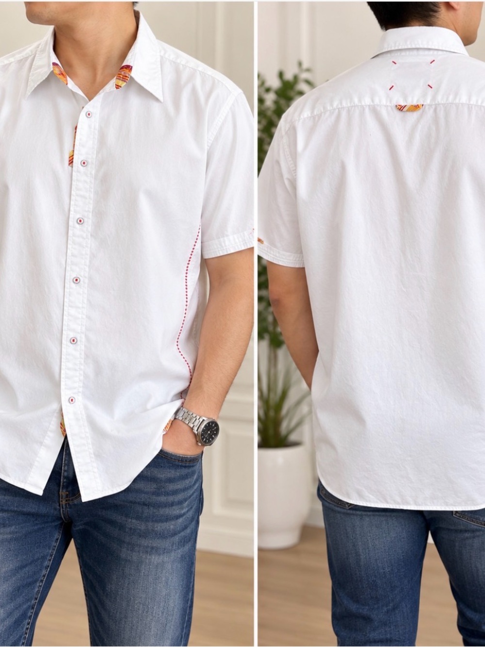 Robert Graham Freshly Laundered White Cotton Shirt Men’s 3XL Short Sleeve